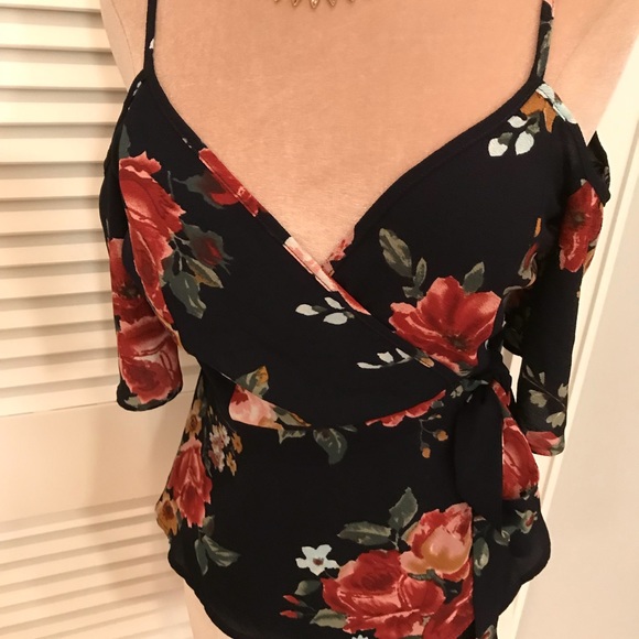 Tops - Cold-shoulder Wrap front Top